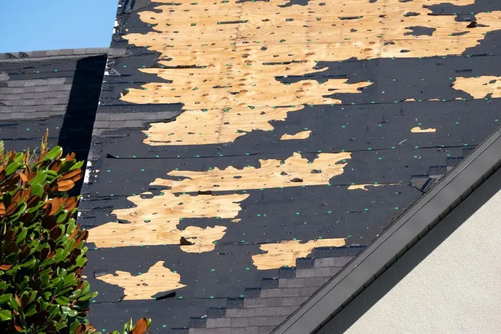 Ruined rooftop in need of repair in Brookfield, WI