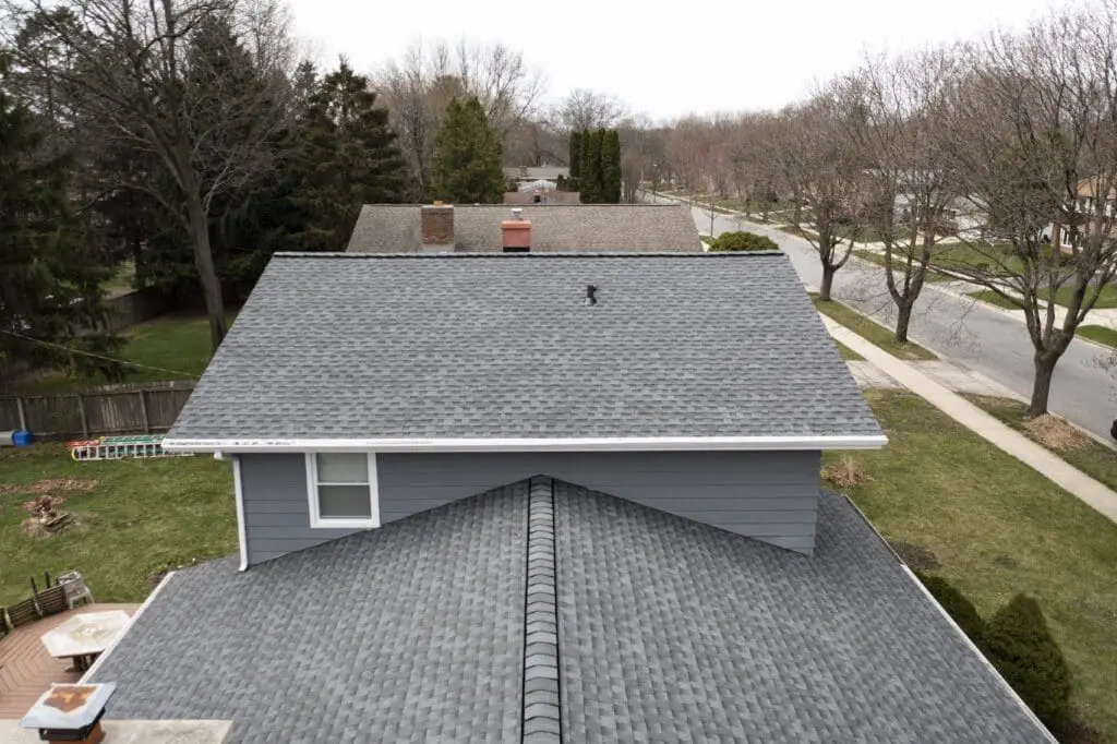 Close-up view of a newly installed roof