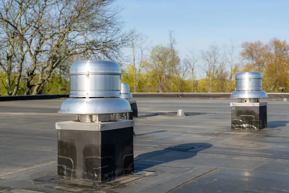 Roof exhaust ventilation fan on a new roof